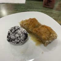 Baklava and “brownie" & coconut ball  at Vegan Istanbul in Istanbul
