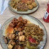 Mixed, buffet-style dishess  at Vegan Istanbul in Istanbul