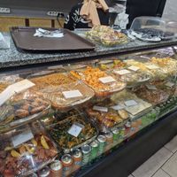 The display cabinet, all labelled although it hadn't been the night before, but the lady went through all the choices. at Vegan Istanbul in Istanbul