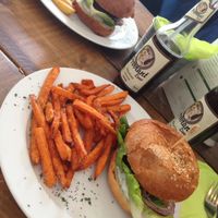 Burger & Sweetpotato Fries at Nimm's Grun in Darmstadt