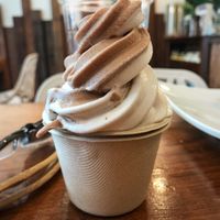 vegan soft serve - choc - vanilla & twist - a must! via @aidenjamestour IG  at PlantPure Cafe in Philadelphia