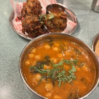 Saag and onion bhajis   at Bundobust in Manchester