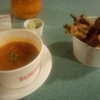 Soup and fries at Bundobust in Manchester