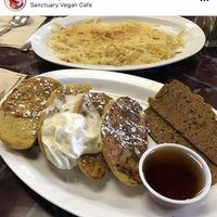 French toast and hash browns  at Sanctuary Vegan Cafe in Knoxville