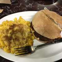 Nashville hot chicken sandwich and Mac and cheese  at Sanctuary Vegan Cafe in Knoxville