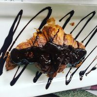 Delicious chocolate croissant the owner gave us for free at the end of our meal.  at Vegano in Montreal