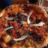 Delicious pizza with vegan parmesan at Stoned Pizza in Dublin