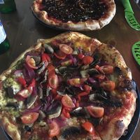 Half pesto half tomato at Stoned Pizza in Dublin