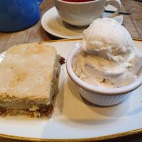 Apple & sultana slice, ice cream. at The Apple Pie in Ambleside