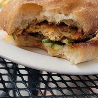 Vegan Tennessee hot chicken sandwich at The Hollow in Albany
