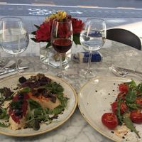 Bruschetta, Rose, and stuffed peppers to start :)
 at Alive in Vilnius