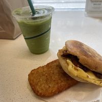 Bac’n, cheese, and ‘egg’ Muffin/Hash Brown/Smoothie  at HipCityVeg - Broad St in Philadelphia