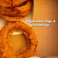 Onion rings with hip city sauce. It kind of reminds me of honey mustard!  at HipCityVeg - Broad St in Philadelphia