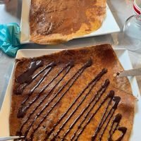 Crepes with chocolate (front) and nut creme (back;yummy) at Ty Veg in Perros-guirec