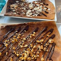 Crepes with chocolate and walnuts/ chocolate and almond at Ty Veg in Perros-guirec