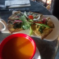 Soup of the day (carrot) , Bread with hummus and veg. at Le Pain Quotidien - Gelderlandplein in Amsterdam