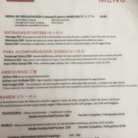 Menu at V-Ramen - Alvaro Obregon in Mexico City
