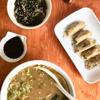 Wakame, ramen and gyozos!  at V-Ramen - Alvaro Obregon in Mexico City