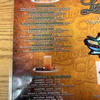 Menu at Leonor's Mexican Restaurant in North Hollywood
