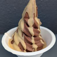 Chocolate Hazelnut Pudding with peanut butter magic shell at Eb & Bean - Division  in Portland