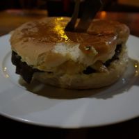 Beans x burger with fries (inside) at Mister X in Porto Alegre