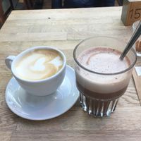 Vegan hot choc and coffee with oat milk  at Jansje in Haarlem