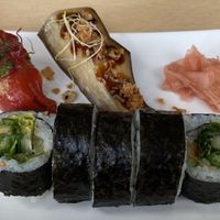 Big vegan green roll, nasubi nigari, deep red nigari  at MakiMaki Sushi Green in Cologne