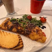Vegan omelette and oat milk latte  at Coffee&Cake in Zadar