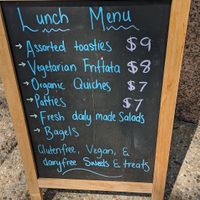 Lunch menu at Bookface Cafe in Port Macquarie