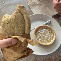Vg chicken and leek pasty and lemon tart  at Our Cornish Pasty Shop in Brighton