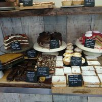Selection of vegan cakes at Our Cornish Pasty Shop in Brighton