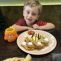 Waffles with ice cream  at Mooshka in Amsterdam