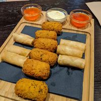 Croquettes and spring roles at Mooshka in Amsterdam