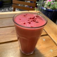 Raspberry smoothie at Brown Sugar Cafe in Taihape
