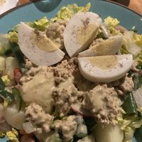 Tuna salad with an egg!! (All vegan)  at Four One Six (416) in Tel Aviv