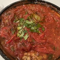 Haraime — tofu “fish” patties in spicy tomato sauce (delivery)  at Four One Six (416) in Tel Aviv