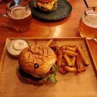 recommended home burger. (With additional fries for 1,50€) at Balans Bistro in Bratislava