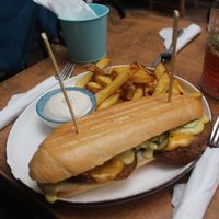 Cuban sandwich (grilled seitan in lemon mojo marinade and other stuff) at Balans Bistro in Bratislava
