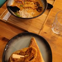 Asian bowl with homemade dumplings and Californian Burrito at Balans Bistro in Bratislava