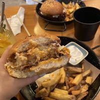 Jackfruit burger with hashbrown and coleslaw  at Balans Bistro in Bratislava