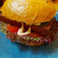 The "green burger" at Balans Bistro in Bratislava