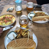 Pirohy (star dish) is the one on the left.  at Balans Bistro in Bratislava