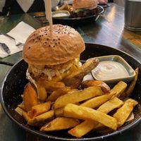 Burger with coleslaww  at Balans Bistro in Bratislava