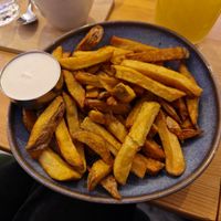 Homemade fries with homemade mayo at Balans Bistro in Bratislava