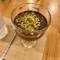 Hot chocolate with pistachio  at Balans Bistro in Bratislava
