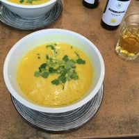 daily menu soup - thai coconut curry  at Balans Bistro in Bratislava