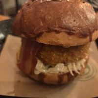 Hash brown burger at Balans Bistro in Bratislava