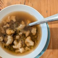 Cauliflower, leek and pea soup at Balans Bistro in Bratislava