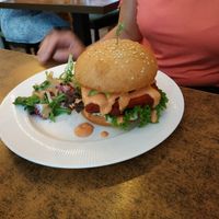 The green burger at Balans Bistro in Bratislava