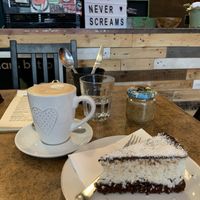 Try the bounty cake - super light and tasty! at Balans Bistro in Bratislava